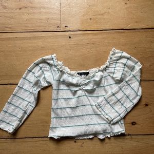 Lulus Crop Top White and Green striped